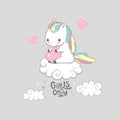 Cute Baby Unicorn Girls Only Motivational Banner