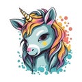 Cute Baby Unicorn in Rainbow Colors in Kawaii Style created with Generative AI