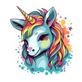 Cute Baby Unicorn in Rainbow Colors in Kawaii Style created with Generative AI