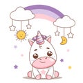 Cute baby unicorn with rainbow Royalty Free Stock Photo