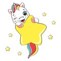 Cute baby unicorn with star
