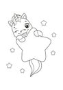 Cute baby unicorn with star Coloring Page