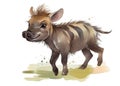 Cute baby warthog animal watercolor childrens print