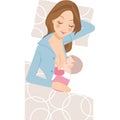 Baby sleeping and drinking breast milk