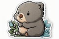 Cute baby wombat sticker, Australian native animal series