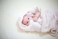 Cute baby wrapped towel after bathing Royalty Free Stock Photo