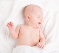 Cute baby wrapped into towels Royalty Free Stock Photo