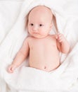 Cute baby wrapped into towels Royalty Free Stock Photo