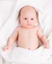 Cute baby wrapped into towels Royalty Free Stock Photo