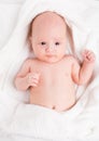 Cute baby wrapped into towels Royalty Free Stock Photo