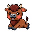 Cute baby yak cartoon jumping Royalty Free Stock Photo