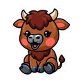 Cute baby yak cartoon sitting Royalty Free Stock Photo