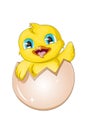 A cute baby yellow duck on egg design animal cartoon