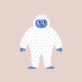 Cute baby yeti hand drawn vector illustration. Funny isolated big foot character for kids. Royalty Free Stock Photo