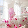 Cute background, the classic room with pink balloons Royalty Free Stock Photo