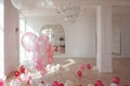 Cute background, the classic room with pink balloons, nobody Royalty Free Stock Photo