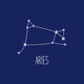 Cute background with schematic hand drawn zodiac constellation of aries