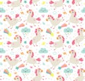 Seamless pattern. Unicorns. Cute background