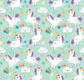 Seamless pattern. Unicorns. Cute background