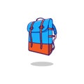 Cute backpack cartoon icon illustration