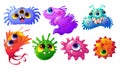 Cute bacteria, germ and virus characters