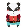 Cute badger. Cartoon kawaii animal character. Vector illustration for kids and babies fashion