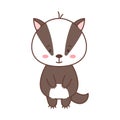 Cute badger in kawaii style