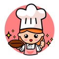 Adorable girl bakery chef holding bakery - Cute Adorable Doodle Illustration Royalty Free Stock Photo