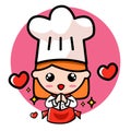 Adorable bakery girl chef - Cute Adorable Doodle Illustration Royalty Free Stock Photo