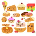 Cute bakery goods vector illustration in flat cartoon style.