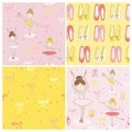 Cute Balerina Background Set Royalty Free Stock Photo