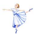 Cute ballerina girl. watercolor illustration on white background.