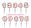 Cute balloon in Number shape 0-9 Collection for Kids Doodle Illustration