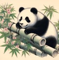 A cute bamboo panda painting.