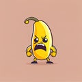 cute banana cartoon character angry, cartoon style, modern simple illustration