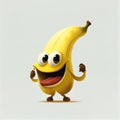 Generative AI: Cute banana Character in withe background