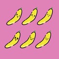 cute banana illustrator vektor with funny expression