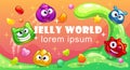 Cute banner with funny cartoon jelly characters Royalty Free Stock Photo