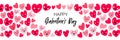 Cute banner with hand drawn hearts for girls friends celebrating valentines day