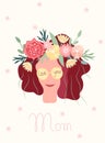 Cute banner with a woman with a flower wreath on her head. Spring flowering. Ideal for greeting cards, banners, cards Royalty Free Stock Photo