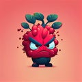 cute barberry cartoon character angry, cartoon style, modern simple illustration