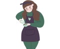 Cute barista at work. Young girl makes coffee Royalty Free Stock Photo