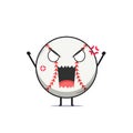 Cute baseball character feel angry isolated on white background. Baseball sport character emoticon illustration Royalty Free Stock Photo