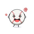 Cute baseball character feel dizzy isolated on white background. Baseball sport character emoticon illustration