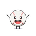 Cute baseball character feeling happy isolated on white background. Baseball sport character emoticon illustration