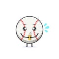 Cute baseball character feeling thirsty isolated on white background. Baseball sport character emoticon illustration Royalty Free Stock Photo