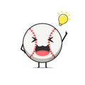Cute baseball character got an idea isolated on white background. Baseball sport character emoticon illustration
