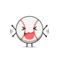 Cute baseball character laughing isolated on white background. Baseball sport character emoticon illustration