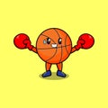 Cute Basketball cartoon playing boxing gloves Royalty Free Stock Photo