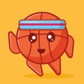 Cute basketball mascot isolated vector illustration in flat style Royalty Free Stock Photo